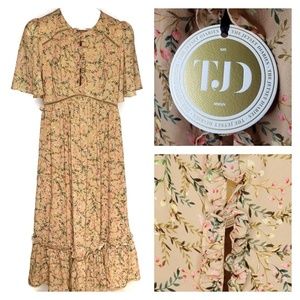 TJD x Revolve Floral Midi Dress Ruffle